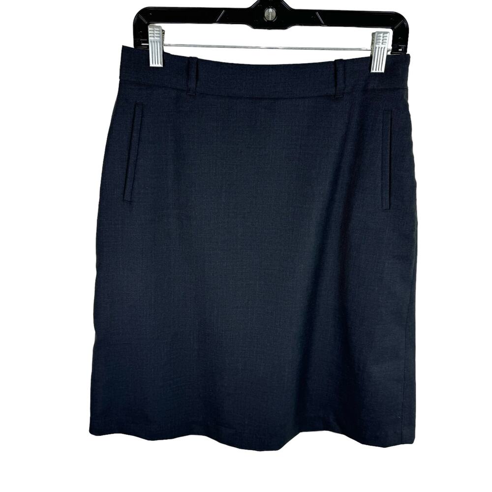 L.L. Bean 100% Wool Dark Gray Classic Fit Straight Above Knee Lined Skirt Size 6